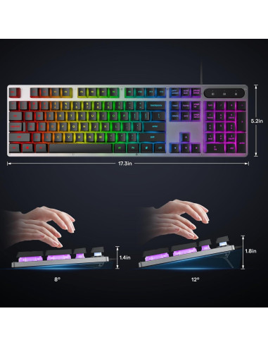 Teclado Gaming OMOTON Completo con Retroiluminación LED