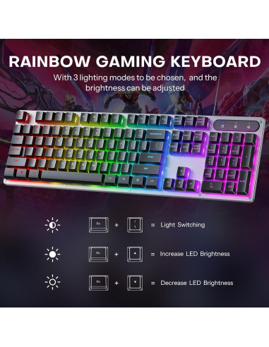Teclado Gaming OMOTON Completo con Retroiluminación LED