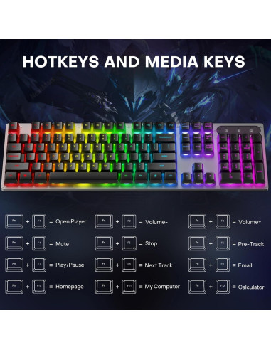 Teclado Gaming OMOTON Completo con Retroiluminación LED