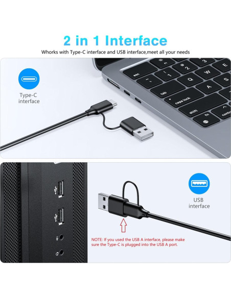 Teclado OMOTON Grande con Cable Type-C y USB, Retroiluminado Teclado OMOTON Grande con Cable Type-C y USB, Retroiluminado