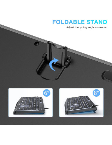 Teclado OMOTON Grande con Cable Type-C y USB, Retroiluminado