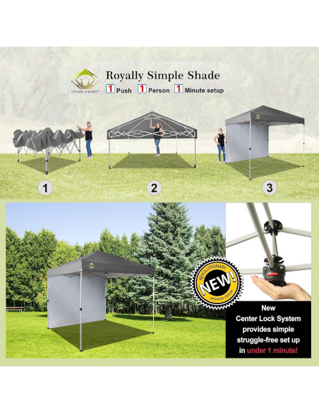 Carpa Plegable 8x8 CROWN SHADES con Pared Lateral Gris Carpa Plegable 8x8 CROWN SHADES con Pared Lateral Gris
