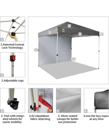 Carpa Plegable 8x8 CROWN SHADES con Pared Lateral Gris Carpa Plegable 8x8 CROWN SHADES con Pared Lateral Gris