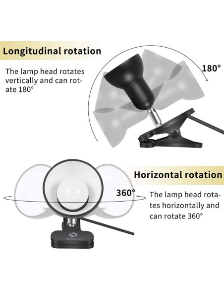 Lámpara de Clip Rong&LAN LED 30W Ajustable 360 Negro Lámpara de Clip Rong&LAN LED 30W Ajustable 360 Negro