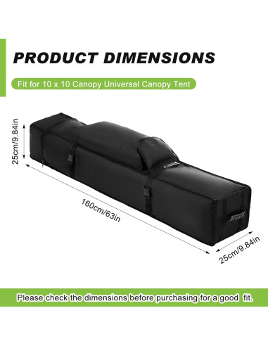 Bolsa de Carpa Plegable 1680D con Ruedas 160x25x25 cm Negra