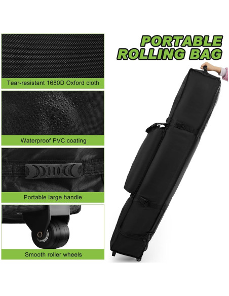 Bolsa de Carpa Plegable 1680D con Ruedas 160x25x25 cm Negra Bolsa de Carpa Plegable 1680D con Ruedas 160x25x25 cm Negra