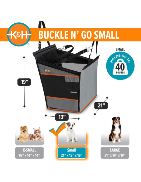Asiento de Coche para Perros K&H Pequeño 53.34x33.02x48.26cm Asiento de Coche para Perros K&H Pequeño 53.34x33.02x48.26cm