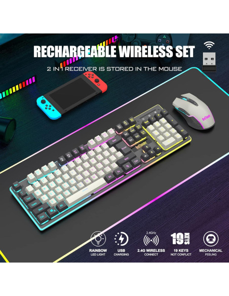 Combo Teclado y Ratón Inalámbrico RedThunder K10 LED Combo Teclado y Ratón Inalámbrico RedThunder K10 LED