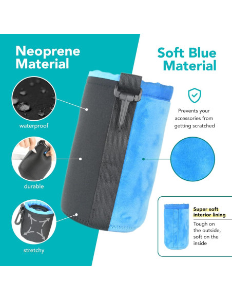 Bolsa de lente neopreno FotoTech Extra Grande negro y azul Bolsa de lente neopreno FotoTech Extra Grande negro y azul
