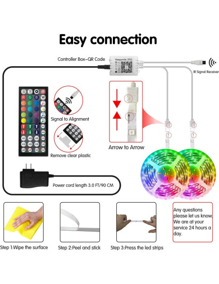 Tira de Luz LED RGB Keepsmile 40m Control Bluetooth Tira de Luz LED RGB Keepsmile 40m Control Bluetooth