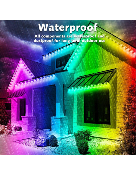 Luces LED RGB 30.48m SINLEY para Exterior con Control App Luces LED RGB 30.48m SINLEY para Exterior con Control App