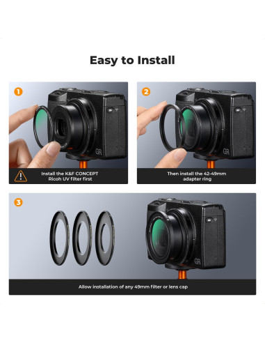 Anillo Adaptador de Filtro K&F Concept 42-49mm para Ricoh GR