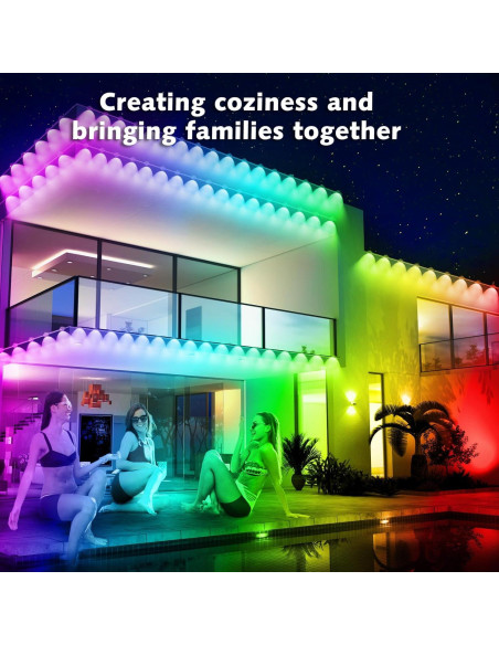 Luces LED RGB 30.48m SINLEY para Exterior con Control App Luces LED RGB 30.48m SINLEY para Exterior con Control App