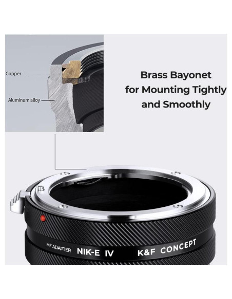 Adaptador de Montura K&F Concept NIK-NEX IV para Lentes Nikon F a Sony E Adaptador de Montura K&F Concept NIK-NEX IV para Lentes Nikon F a Sony E