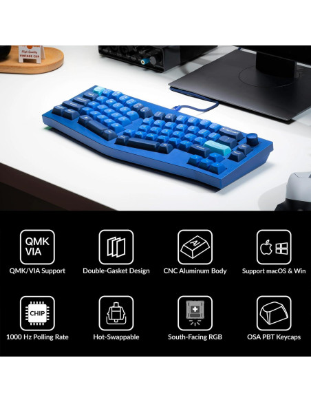 Teclado Mecánico Keychron Q8 65% Programable RGB Azul Teclado Mecánico Keychron Q8 65% Programable RGB Azul