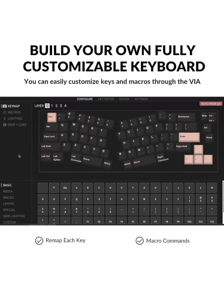 Teclado Mecánico Keychron Q8 65% Programable RGB Azul Teclado Mecánico Keychron Q8 65% Programable RGB Azul