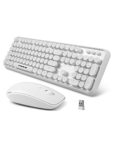 Combo Teclado y Ratón Inalámbrico FOPETT Blanco 104 Teclas