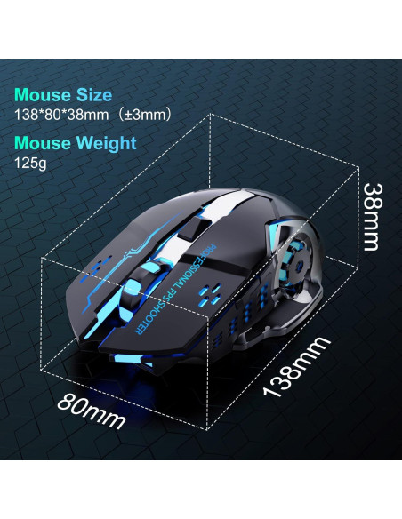 Ratón Gaming QELIROKY Inalámbrico 2.4G 3 DPI Silencioso Ratón Gaming QELIROKY Inalámbrico 2.4G 3 DPI Silencioso