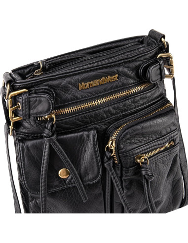 Bolso Cruzado Montana West de Cuero Vegano con 9 Bolsillos