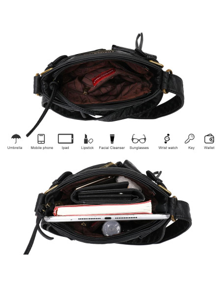Bolso Cruzado Montana West de Cuero Vegano con 9 Bolsillos Bolso Cruzado Montana West de Cuero Vegano con 9 Bolsillos
