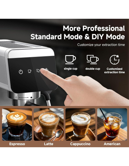 Máquina de Espresso AMZCHEF AZ-EM1501-SV 1.2L Acero Inoxidable Máquina de Espresso AMZCHEF AZ-EM1501-SV 1.2L Acero Inoxidable