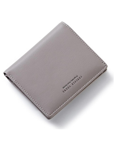 Cartera Bifold de Cuero Sintético para Damas Gris