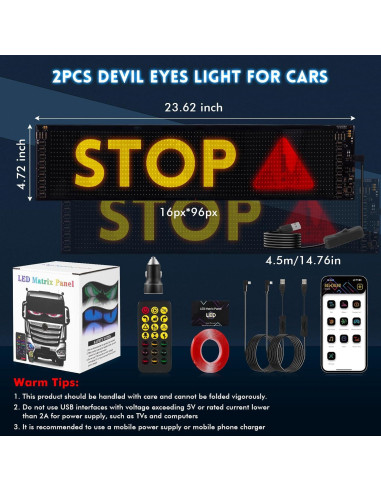 Luces Ojos Demonio LED Programables LeadGoods 60cm x 12cm