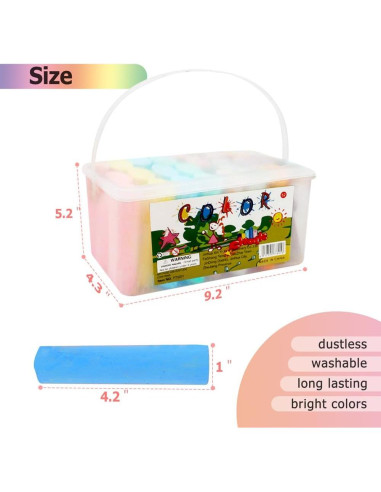 Tiza de Acera Lavable YFMJDK - 52 Piezas Multicolor No Tóxica