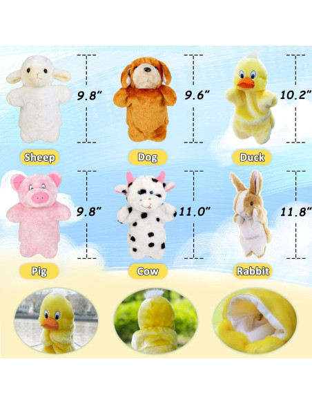 Títeres de Mano RIY Animales de Granja Set de 6 para Niños Títeres de Mano RIY Animales de Granja Set de 6 para Niños