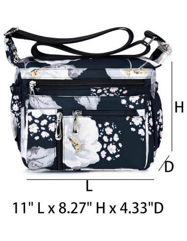 Bolso Cruzado Floral para Mujeres 27.94x20.99x10.99cm