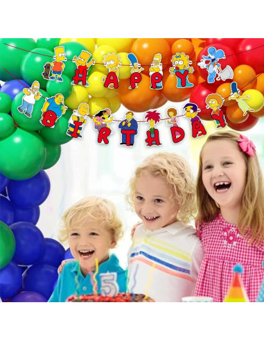 Suministros de Fiesta de Cumpleaños Brt Simpson - 1 Banner, 1 Adorno, 24 Cupcakes