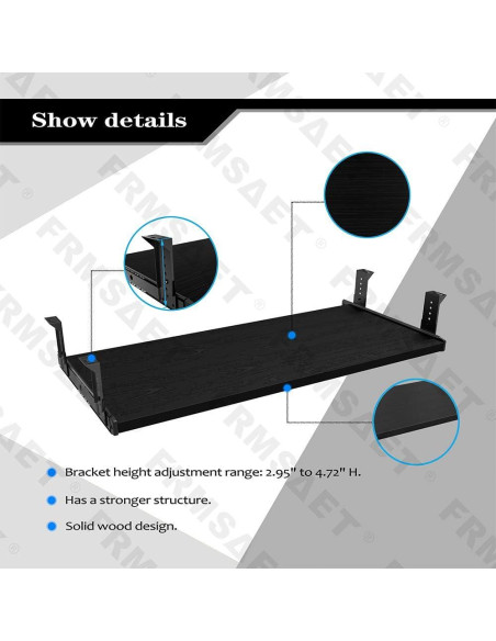 Bandeja para Teclado FRMSAET Ajustable 76.2 cm Madera Negra Bandeja para Teclado FRMSAET Ajustable 76.2 cm Madera Negra
