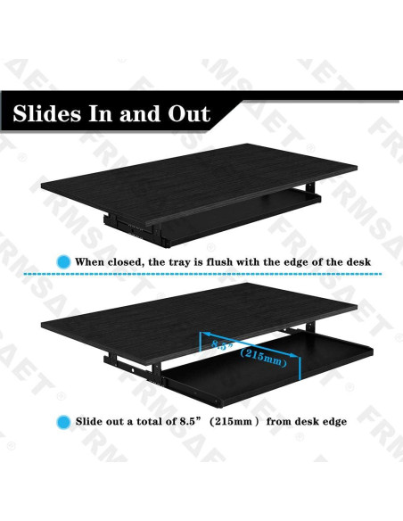 Bandeja para Teclado FRMSAET Ajustable 76.2 cm Madera Negra Bandeja para Teclado FRMSAET Ajustable 76.2 cm Madera Negra