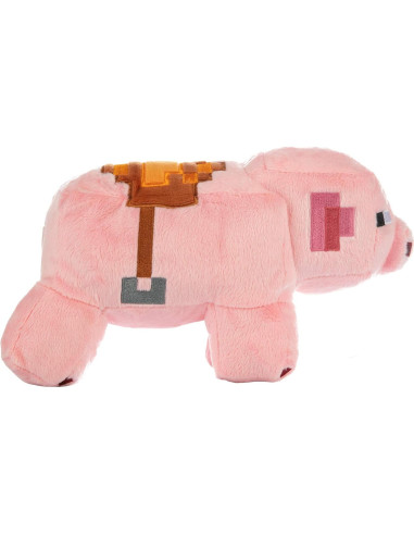 Peluche Cerdo con Silla de Montar JINX Minecraft 16.5 cm