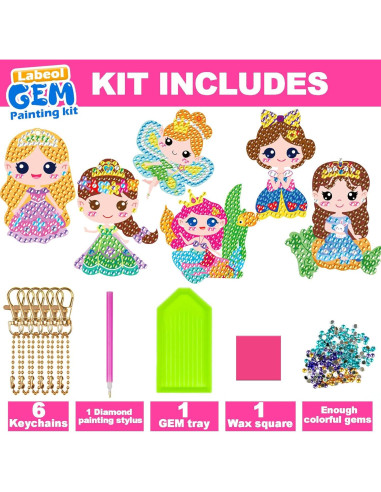 Kit de Llaveros de Arte de Diamante Labeol - Princesa para Niños