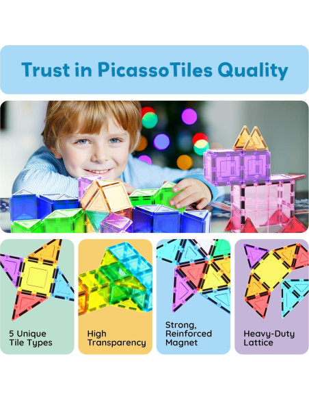 PicassoTiles 101 Piezas Azulejos Magnéticos Juego Educativo PicassoTiles 101 Piezas Azulejos Magnéticos Juego Educativo