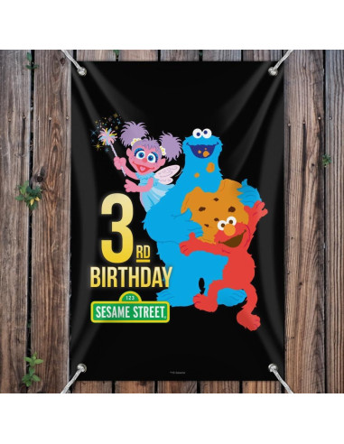 Banner Decorativo Plaza Sésamo 84cm x 56cm - Cumpleaños
