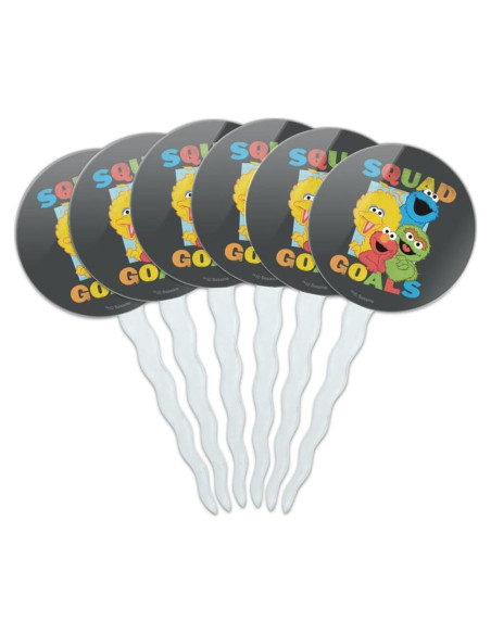 Set de 6 Palillos para Cupcakes Elmo Sesame Street - Acrílico Set de 6 Palillos para Cupcakes Elmo Sesame Street - Acrílico
