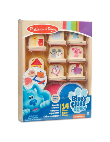 Set de Sellos de Madera Melissa & Doug Pistas de Blue y Tú - 15 Piezas