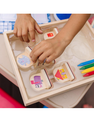 Set de Sellos de Madera Melissa & Doug Pistas de Blue y Tú - 15 Piezas