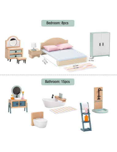 Juego de Muebles de Madera Goli 24 Piezas Baño y Dormitorio