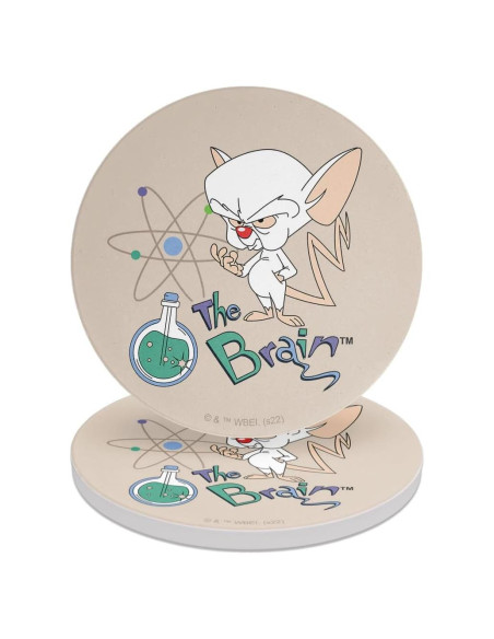 Set de 2 Posavasos Cerámicos Pinky y el Cerebro 9.9 cm Set de 2 Posavasos Cerámicos Pinky y el Cerebro 9.9 cm