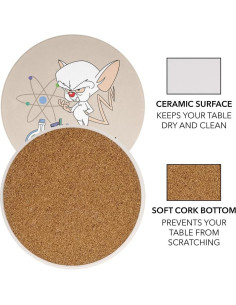 Set de 2 Posavasos Cerámicos Pinky y el Cerebro 9.9 cm 2