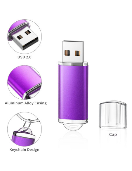 K&ZZ Paquete de 5 Unidades Flash USB 64GB Multicolor K&ZZ Paquete de 5 Unidades Flash USB 64GB Multicolor