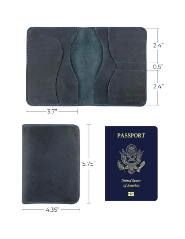 Funda Doble para Pasaporte Hide & Drink - Cuero Azul Pizarra