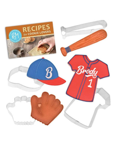 Juego de Cortadores de Galletas R&M Béisbol 4 Piezas Plata