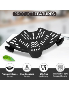 Colador de Olla para Pasta SAMUSAI de Acero Inoxidable Negro 2