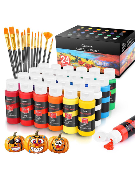 Juego de Pintura Acrílica Caliart 24 Colores + 12 Pinceles Juego de Pintura Acrílica Caliart 24 Colores + 12 Pinceles