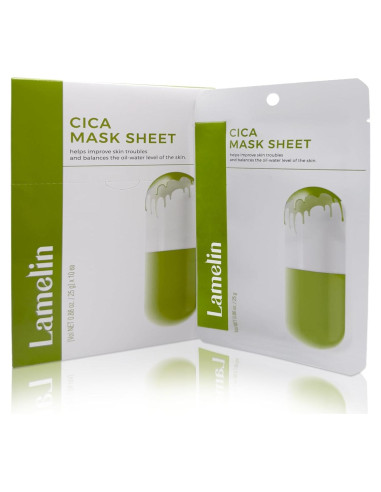 Mascarilla de hoja Cica Niacinamida Lamelin 10 unidades