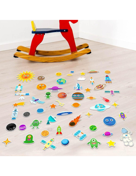 Juego de Tablero de Cuentos de Fieltro Espacial BEUNITONE 55 Piezas Juego de Tablero de Cuentos de Fieltro Espacial BEUNITONE 55 Piezas